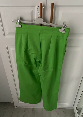 Kadın Parlak Yeşil Midi Kumaş Pantolon - Görsel 5