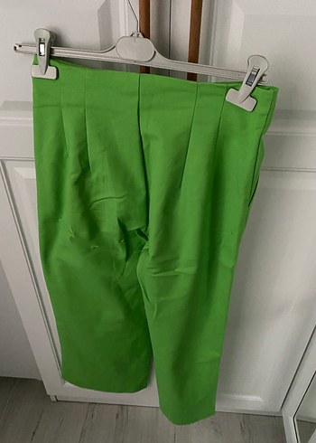 Kadın Parlak Yeşil Midi Kumaş Pantolon - Görsel 8