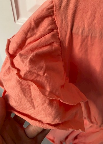 Pembe V Yaka Midi Keten Elbise - Görsel 7