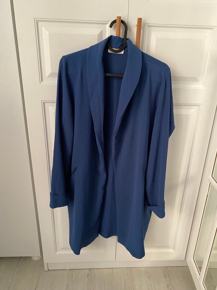 Mavi Uzun Kollu Kadın Ceket - Görsel 3