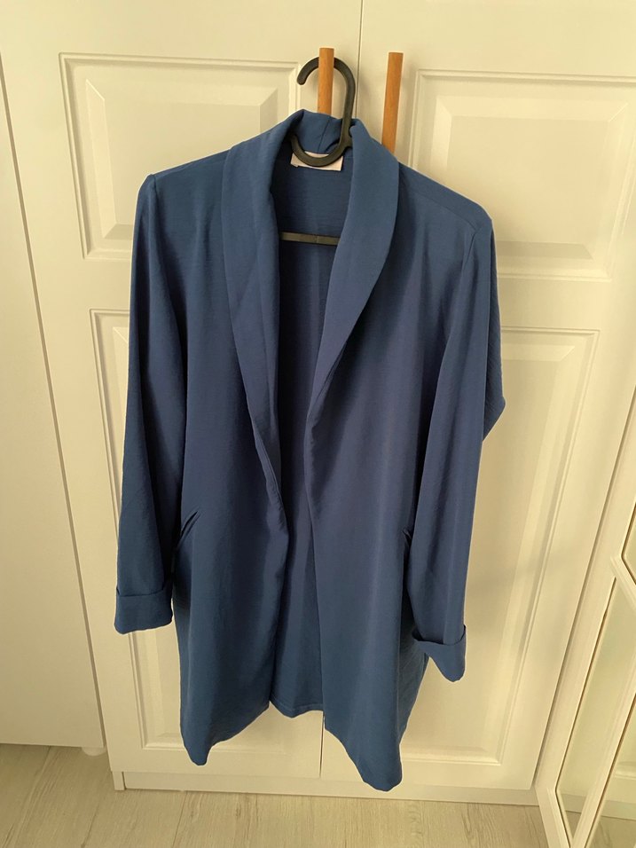 Mavi Uzun Kollu Kadın Ceket - Görsel 2