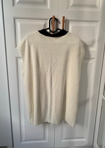 Düğmeli V Yaka Gri-Beyaz Midi Kadın Hırka - Görsel 9