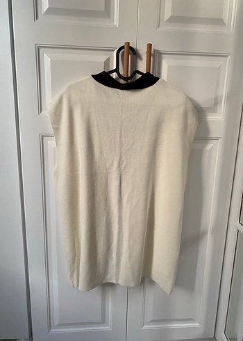 Düğmeli V Yaka Gri-Beyaz Midi Kadın Hırka - Görsel 10