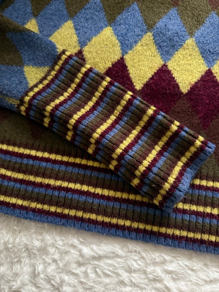 Bohem Çok Renkli Desenli Triko Kazak - Görsel 3