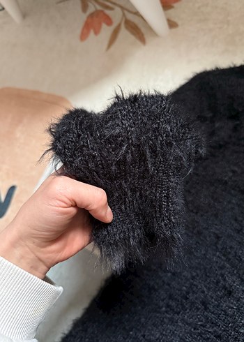 Kürk Detaylı Siyah Kadın Sweatshirt - Görsel 4