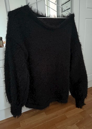 Kürk Detaylı Siyah Kadın Sweatshirt - Görsel 2