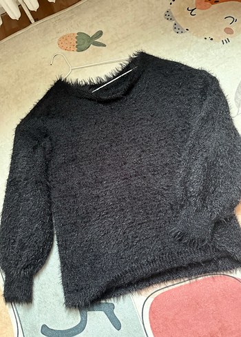 Kürk Detaylı Siyah Kadın Sweatshirt - Görsel 3