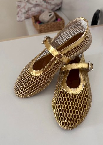 Parlak Altın Tokalı Blok Topuklu Kadın Babet - Görsel 2