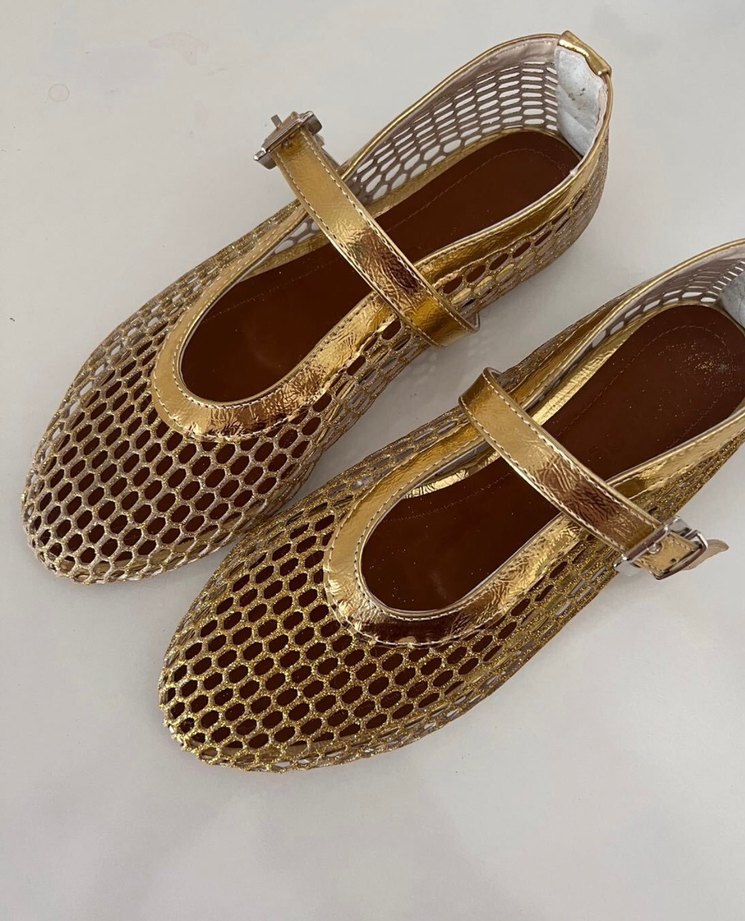 Parlak Altın Tokalı Blok Topuklu Kadın Babet - Görsel 3