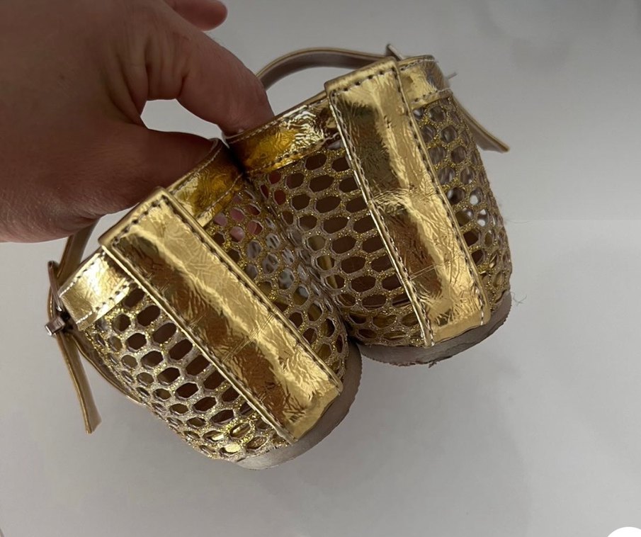 Parlak Altın Tokalı Blok Topuklu Kadın Babet - Görsel 5