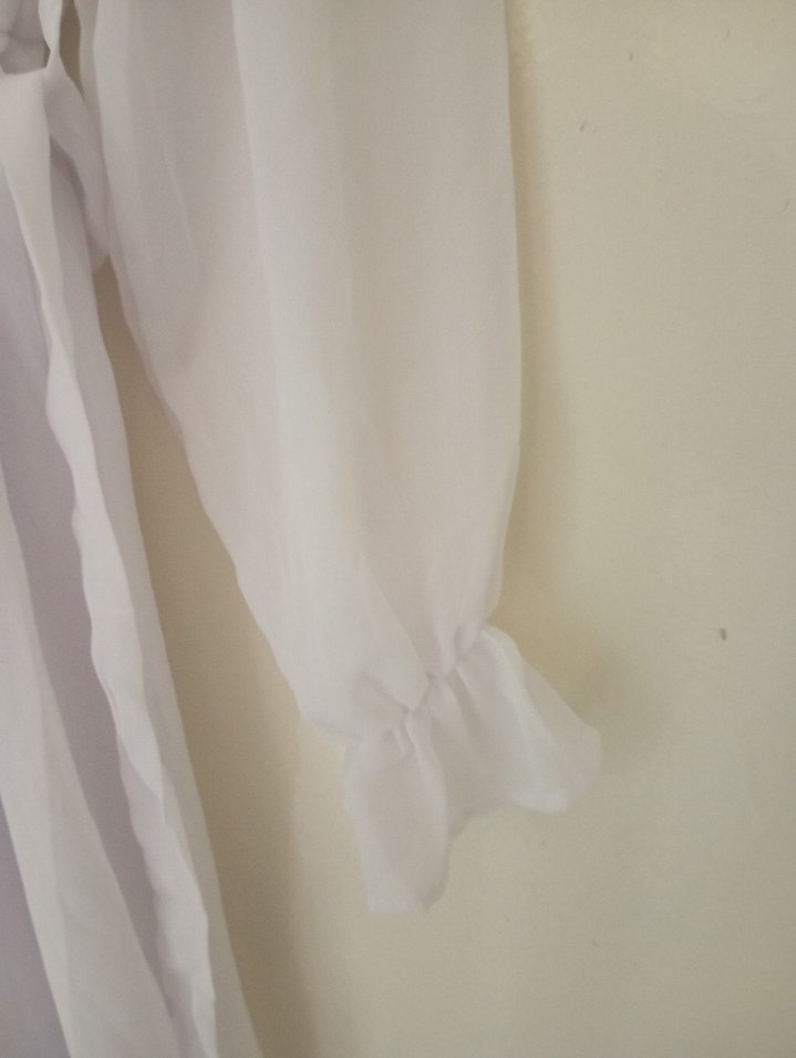 Beyaz V Yaka şifon Elbise - Görsel 3