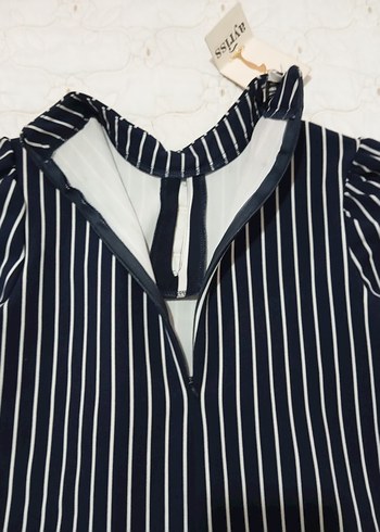 Uzun Kollu Çizgili Kadın Bluz - Görsel 7