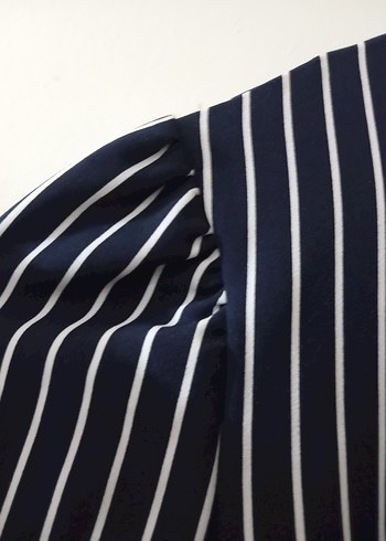 Uzun Kollu Çizgili Kadın Bluz - Görsel 2