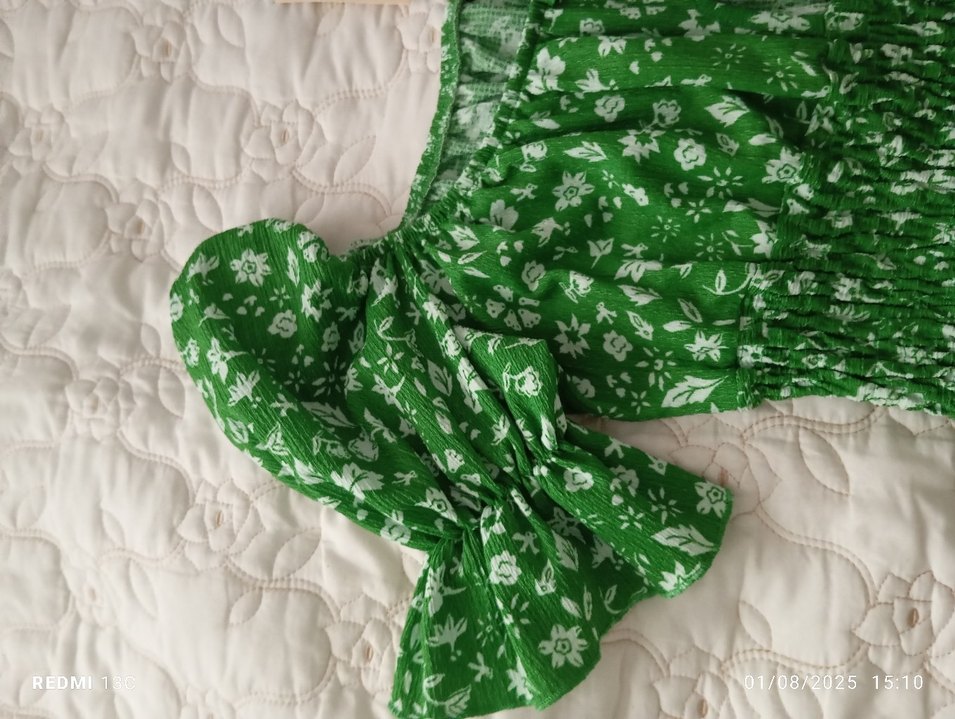 Yeşil Bohem Çiçekli Uzun Elbise - Görsel 3