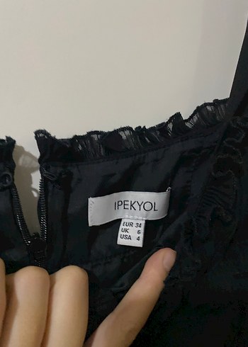 Siyah Dantel Detaylı Straplez Uzun Tulum - Görsel 2