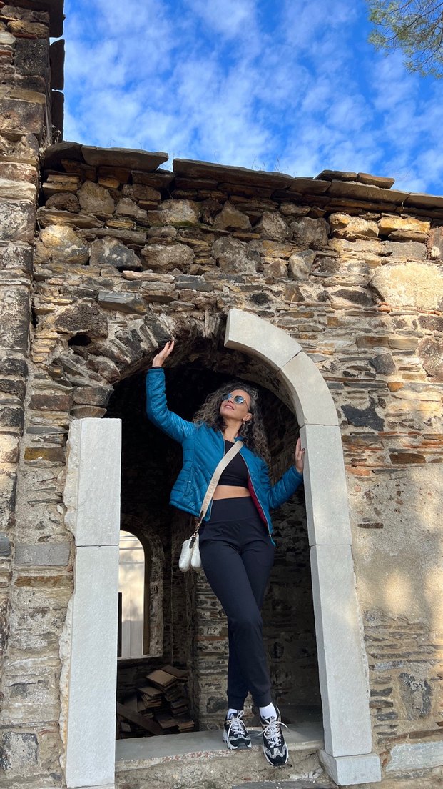 Mavi  Puf Detaylı  Uzun Kollu mont - Görsel 2