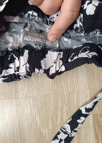 7 Yaş Beden Bohem Gri Çiçek Desenli Bol Kesim Pantolon