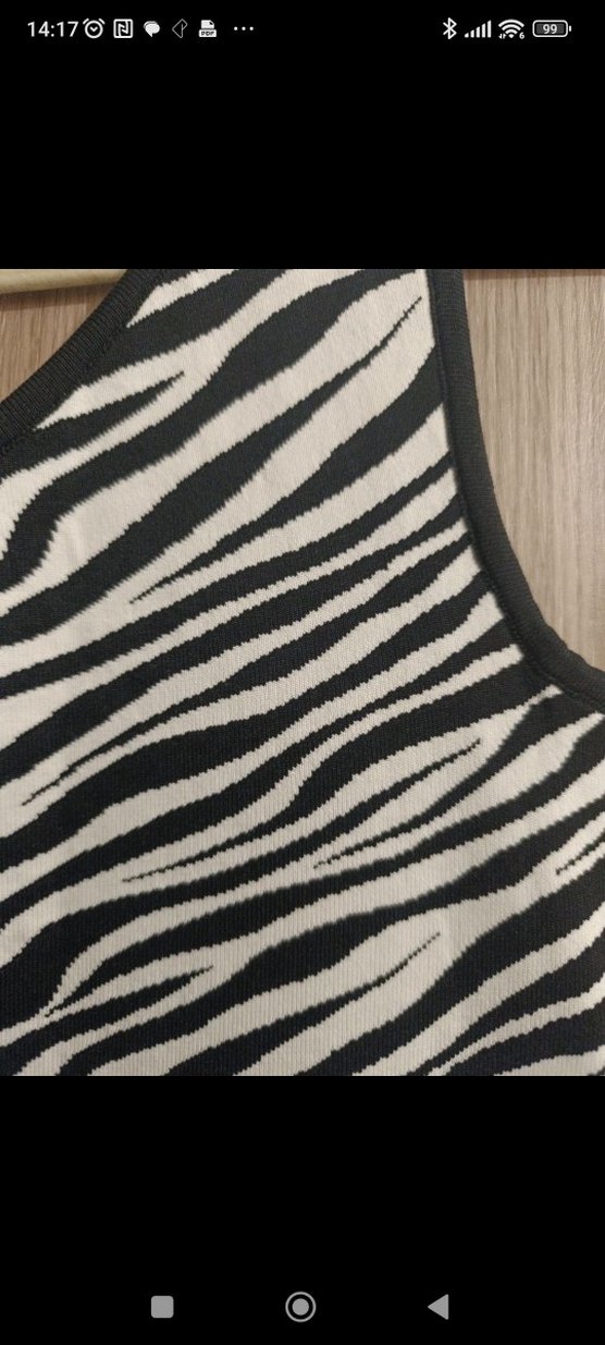 Zebra Desenli Tek Omuz Midi Elbise - Görsel 3