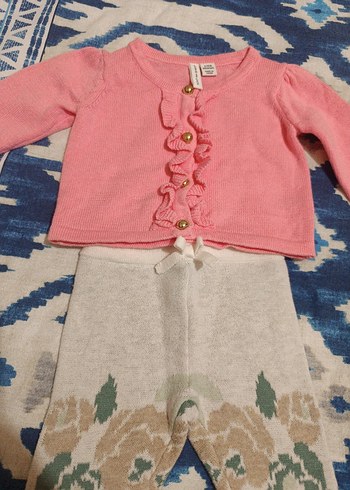 Pembe Örgü Uzun Kollu Bebek Kız Takımı - Görsel 2