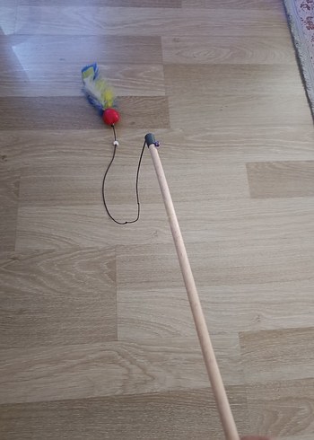 Renkli Tüylü Kedi Oltası Oyuncağı - Görsel 3