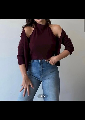 universal Beden bordo Renk Bordo iç dış bitişik Tasarım hırka takım