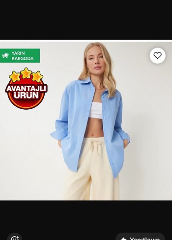 Mavi Oversize Kadın Gömlek