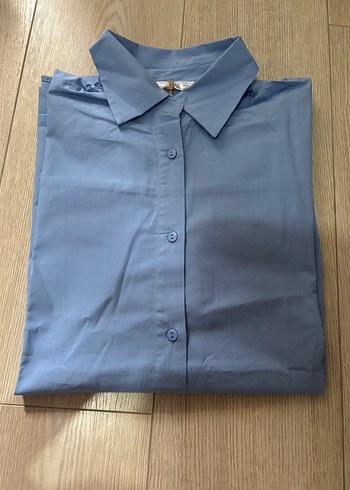 Diğer Mavi Oversize Kadın Gömlek