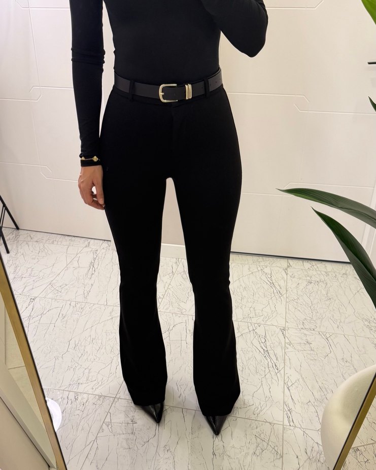 Siyah Kemerli Tayt Pantolon - Görsel 2