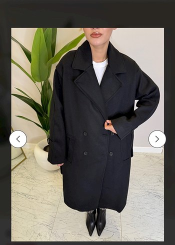 Siyah Kadın Kaşe Kaban - Görsel 3