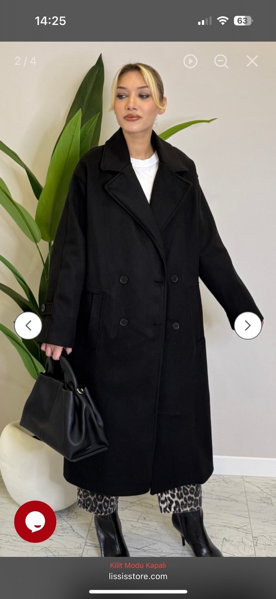 Siyah Kadın Kaşe Kaban - Görsel 2