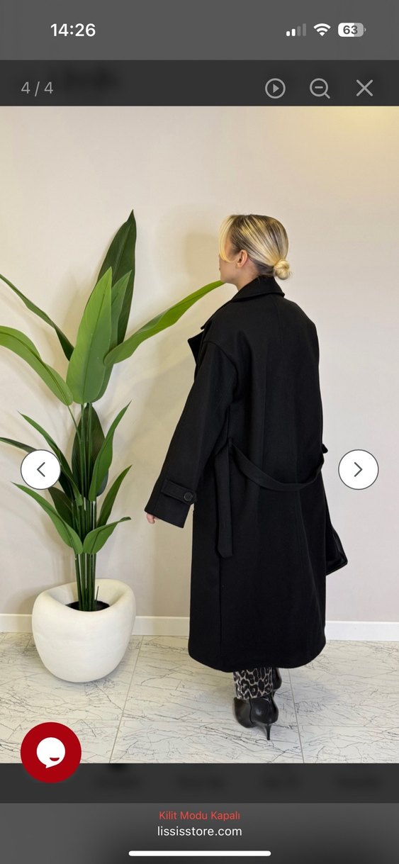 Siyah Kadın Kaşe Kaban - Görsel 4