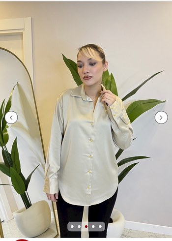 Düğmeli Bej Kadın Gömlek - Görsel 3