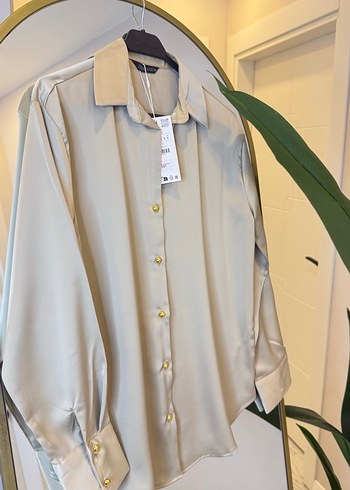 Düğmeli Bej Kadın Gömlek - Görsel 6