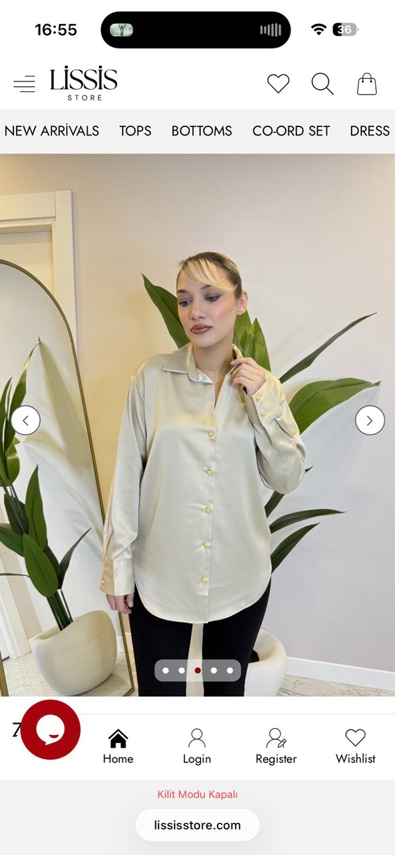 Düğmeli Bej Kadın Gömlek - Görsel 3