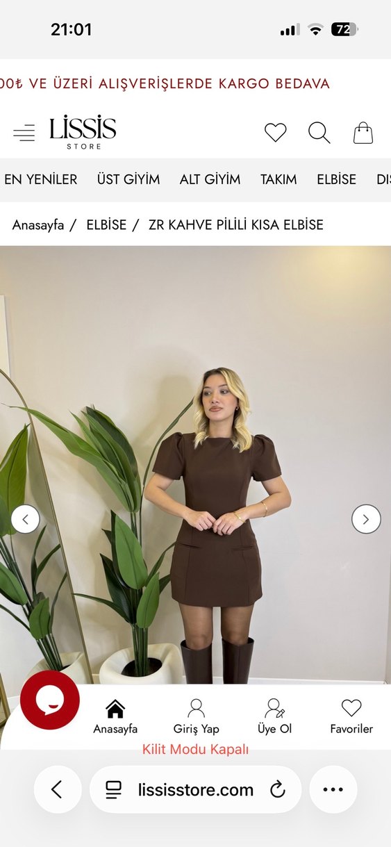 Kahverengi Kısa Elbise - Görsel 3