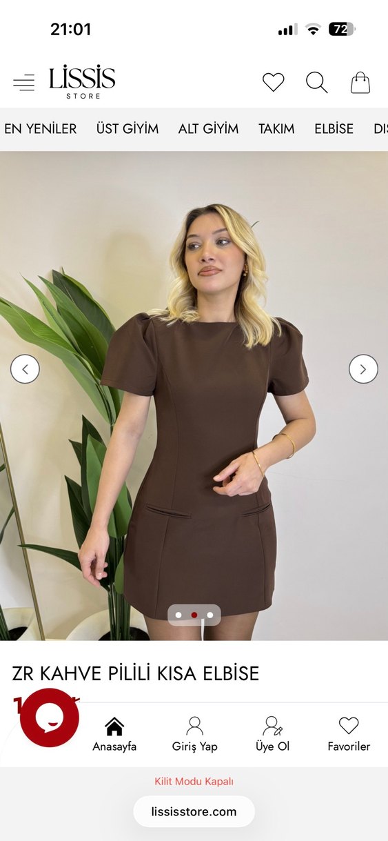 Kahverengi Kısa Elbise - Görsel 2