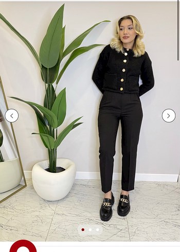 Siyah Yüksek Bel Flato Pantolon - Görsel 2