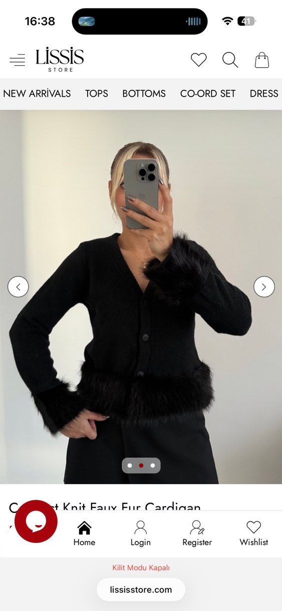 Kürk Detaylı Siyah V Yakalı Kadın Hırka - Görsel 2