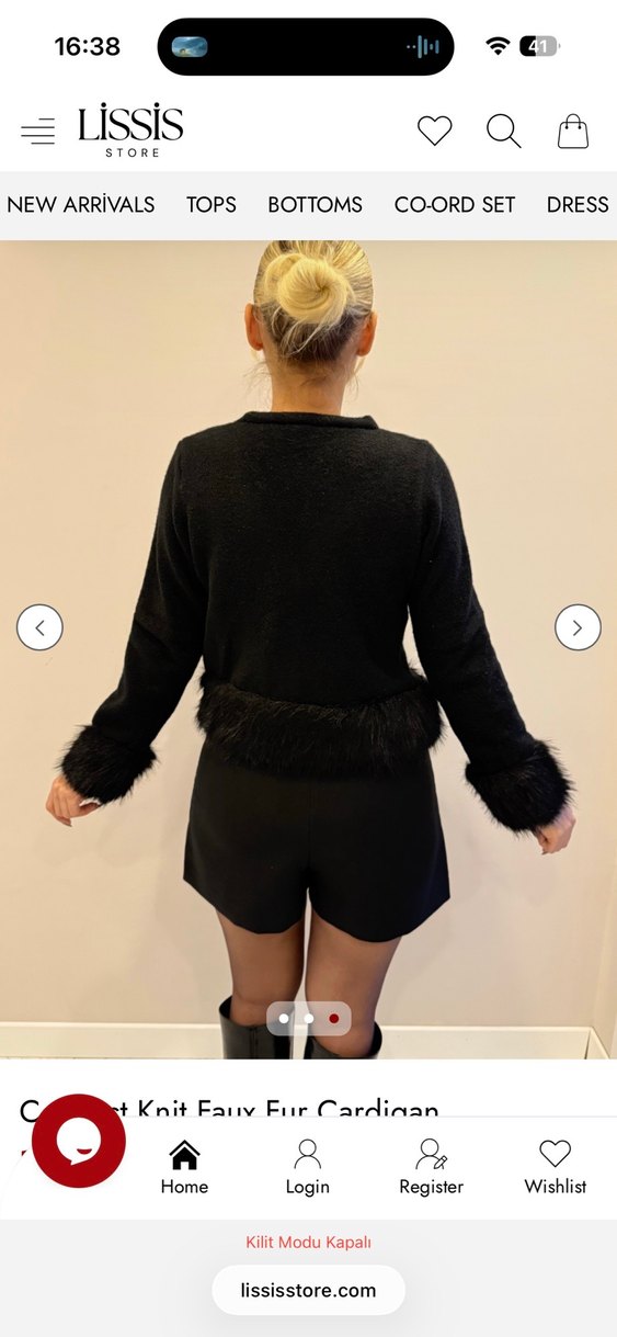 Kürk Detaylı Siyah V Yakalı Kadın Hırka - Görsel 3