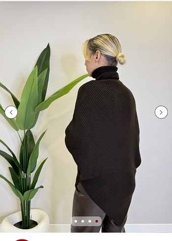 Kahverengi Boğazlı Triko Kazak - Görsel 4