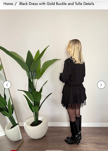 Dantel Detaylı Siyah Mini Elbise - Görsel 4