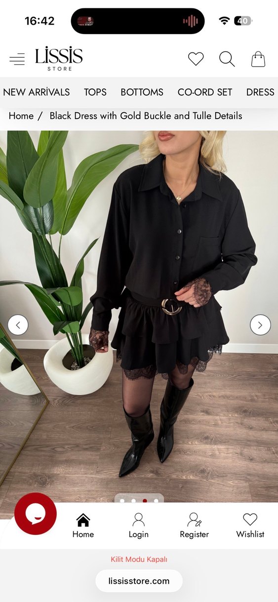 Dantel Detaylı Siyah Mini Elbise - Görsel 3