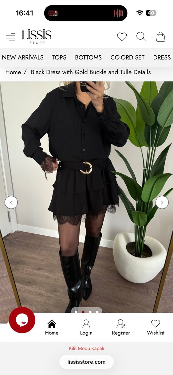 Dantel Detaylı Siyah Mini Elbise - Görsel 2