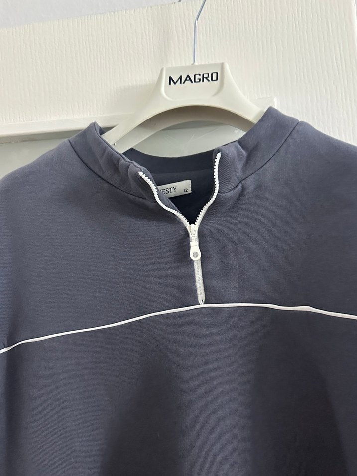 Gri Yarım Fermuarlı Uzun Sweat Elbise Alo marka - Görsel 2