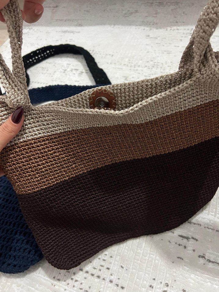 Örgü Bohem Kadın Çanta Kahverengi - Görsel 2