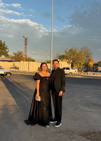 Boncuk İşlemeli Siyah Uzun Abiye Elbise - Görsel 5