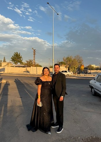 Boncuk İşlemeli Siyah Uzun Abiye Elbise - Görsel 4