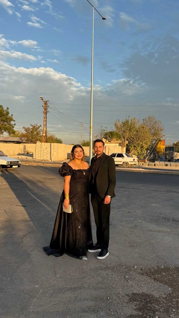 Boncuk İşlemeli Siyah Uzun Abiye Elbise - Görsel 5