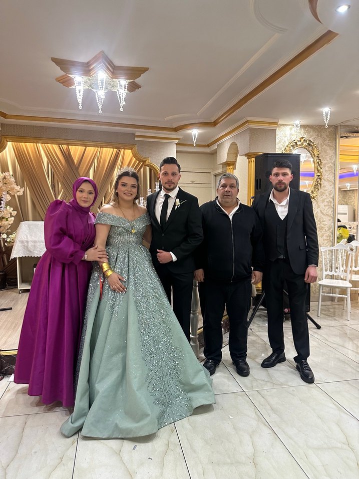 Pembe Uzun Drapeli Tesettür Abiye Elbise - Görsel 3