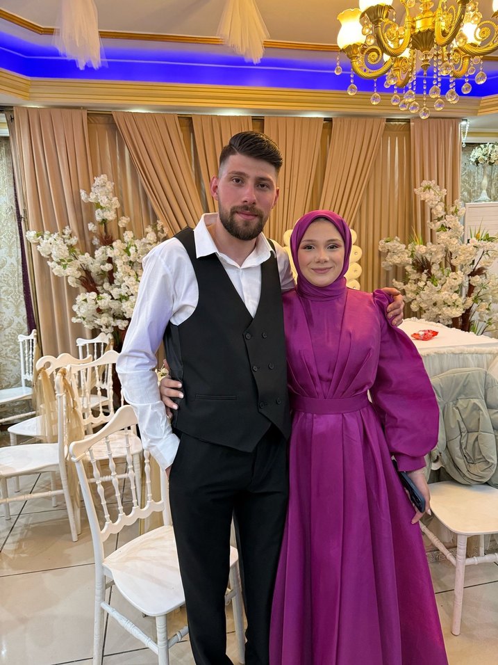 Pembe Uzun Drapeli Tesettür Abiye Elbise - Görsel 4